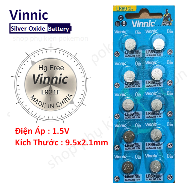 Vỉ 10 viên Pin Vinnic L921F AG6 LR69 SR920SW 921 371 1.55V | Shopee ...