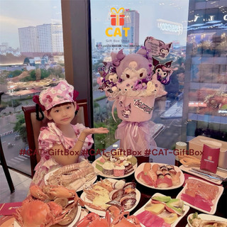 Bó hoa gấu bông Kuromi tím dễ thương – Quà tặng sinh nhật, kỷ niệm, tốt nghiệp, Gấu bông Kuromi , hoa gấu bông Kuromi