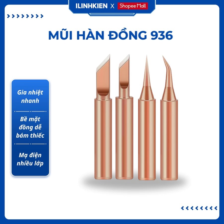 Mũi hàn 900M đồng, mũi hàn 936 bằng đồng bám thiếc tốt gia nhiệt nhanh chất lượng tốt ILinhkien