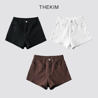 THEKIM  Quần short kaki jeans trơn , quần đùi jeans chất liệu mềm co giãn ôm dáng S346