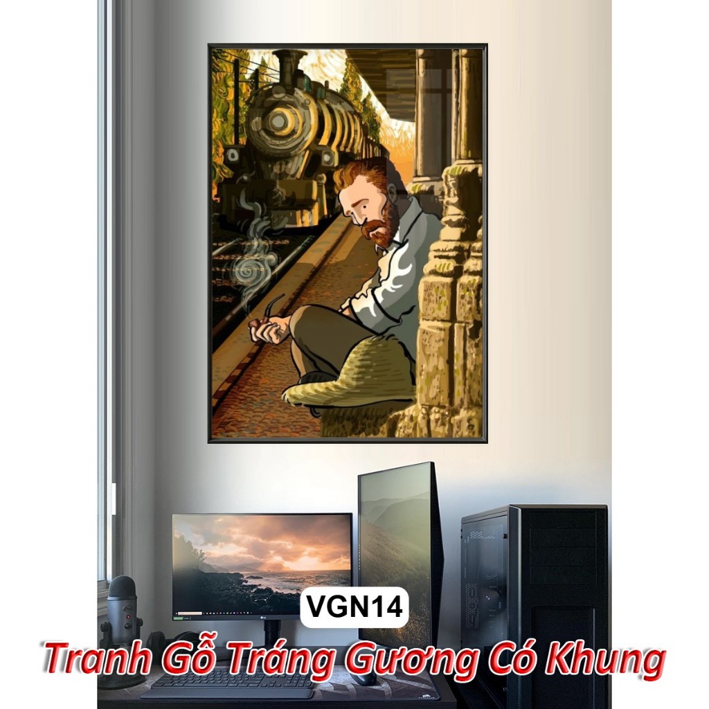 (Mẫu Mới) Tranh Van Gogh - Tranh Danh Họa Tráng Gương Có Khung Trang Trí Phòng Khách, Decor Không Gian Làm Việc Decor