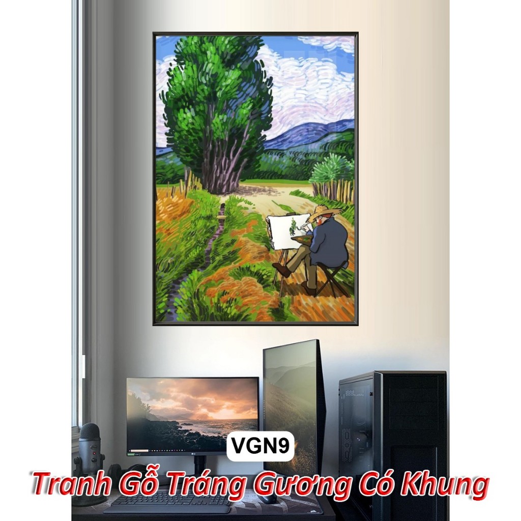 (Mẫu Mới) Tranh Van Gogh - Tranh Danh Họa Tráng Gương Có Khung Trang Trí Phòng Khách, Decor Không Gian Làm Việc Decor