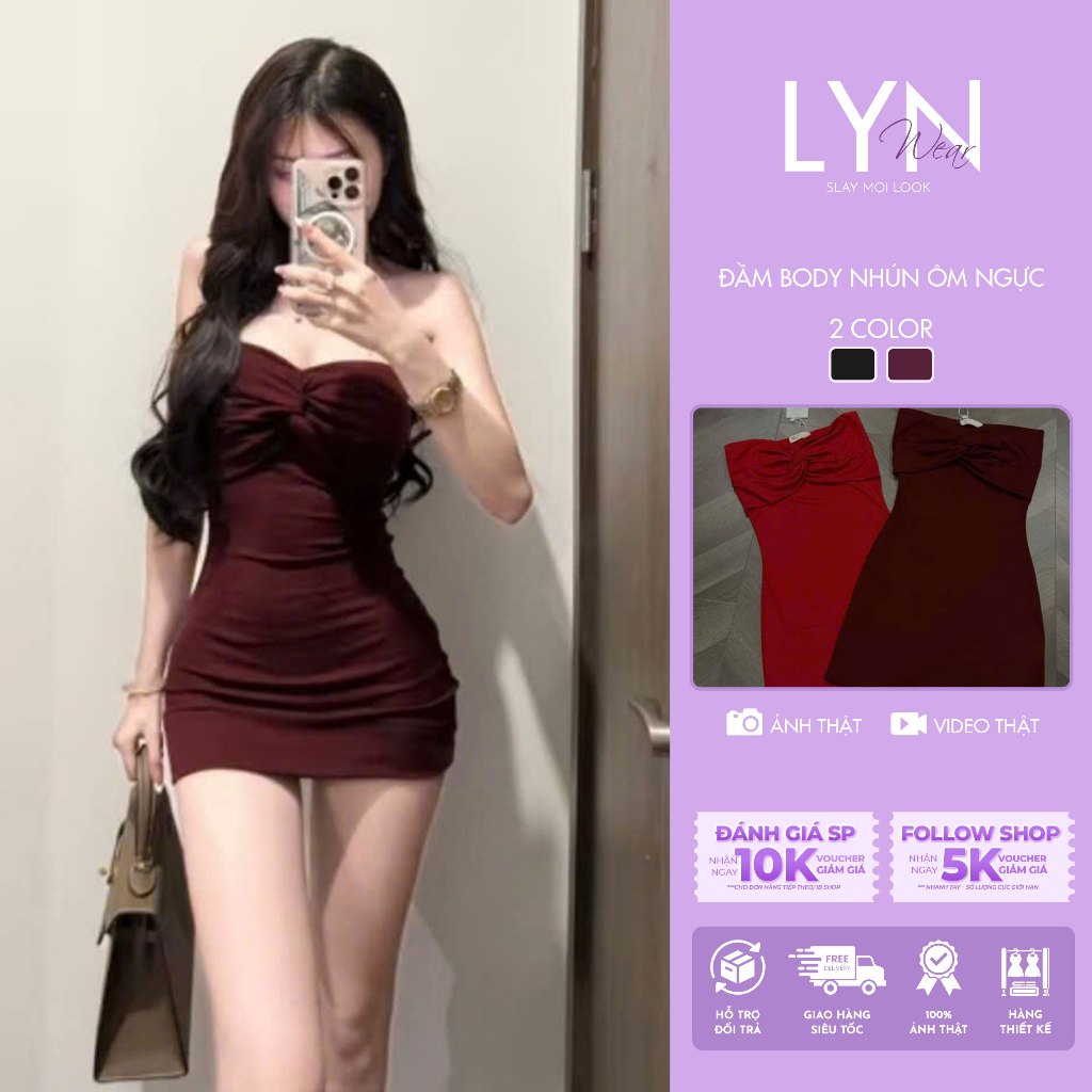 | LYN WEAR | (HỎA TỐC) Đầm Body Nhún Ôm Ngực Tôn Dáng – Váy Body Dự Tiệc Sexy Gợi Cảm