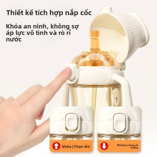 Youkebei bình tập uống nước cho bé Bình sữa PPSU cho bé từ 6 tháng đến 1-2-3tuổi bình tập uống tự động lật cốc hút 300ml