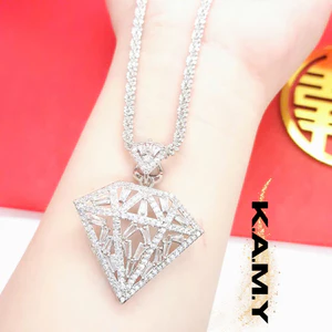 Mặt Dây Chuyền Kim Cương Bạc Cách Điệu – Tỏa Sáng Thanh Lịch Sang Trọng Phù Hợp Đi Tiệc, Quà Tặng