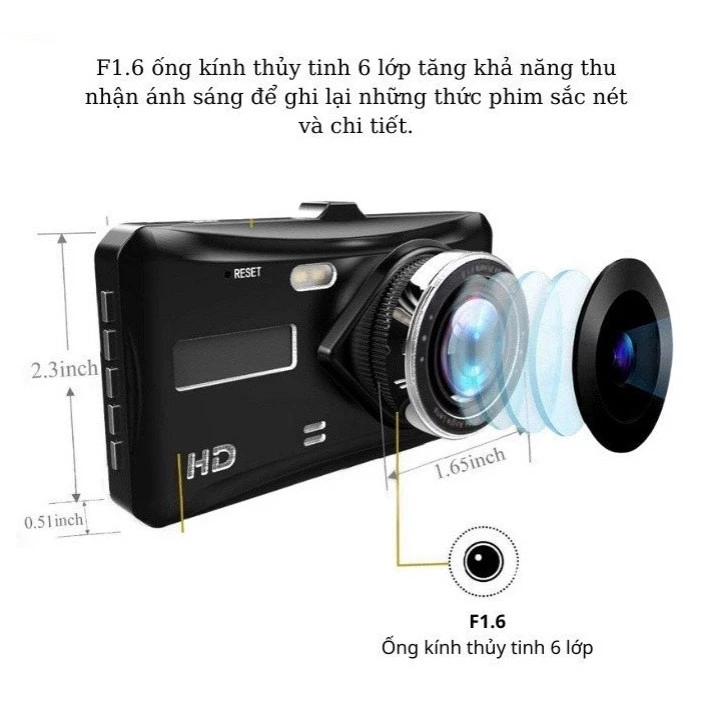 Camera hành trình ô tô X4 Carlover Full HD màn hình cảm ứng quay đêm rõ nét ghi hình trước sau bảo hành 1 năm