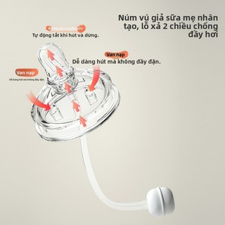 Youkebei Bình sữa có ống hút cho bé với núm ti lệch, công cụ cai sữa cho trẻ sơ sinh mô phỏng sữa mẹ