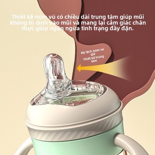 Youkebei Bình sữa có ống hút cho bé với núm ti lệch, công cụ cai sữa cho trẻ sơ sinh mô phỏng sữa mẹ