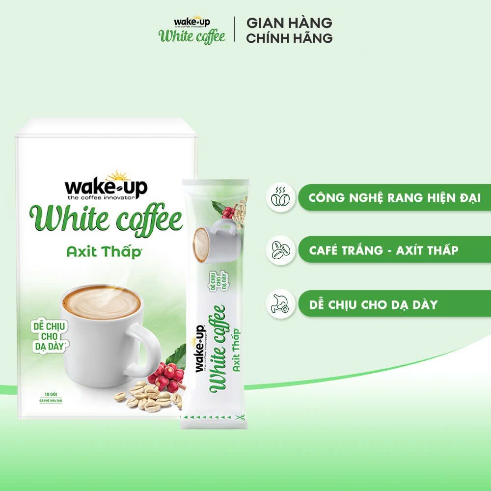 Cà phê hòa tan Wake up White Coffee hộp x 18stick x 18gr
