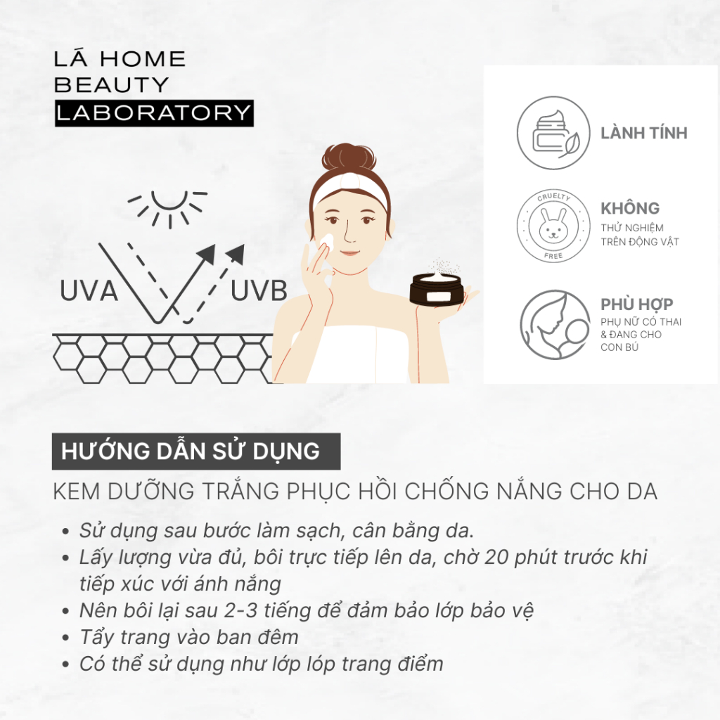 [Mẫu Tặng] Kem Dưỡng Sáng Chống Nắng cho da mặt - Lá Home - Phiên bản cải tiến 5g