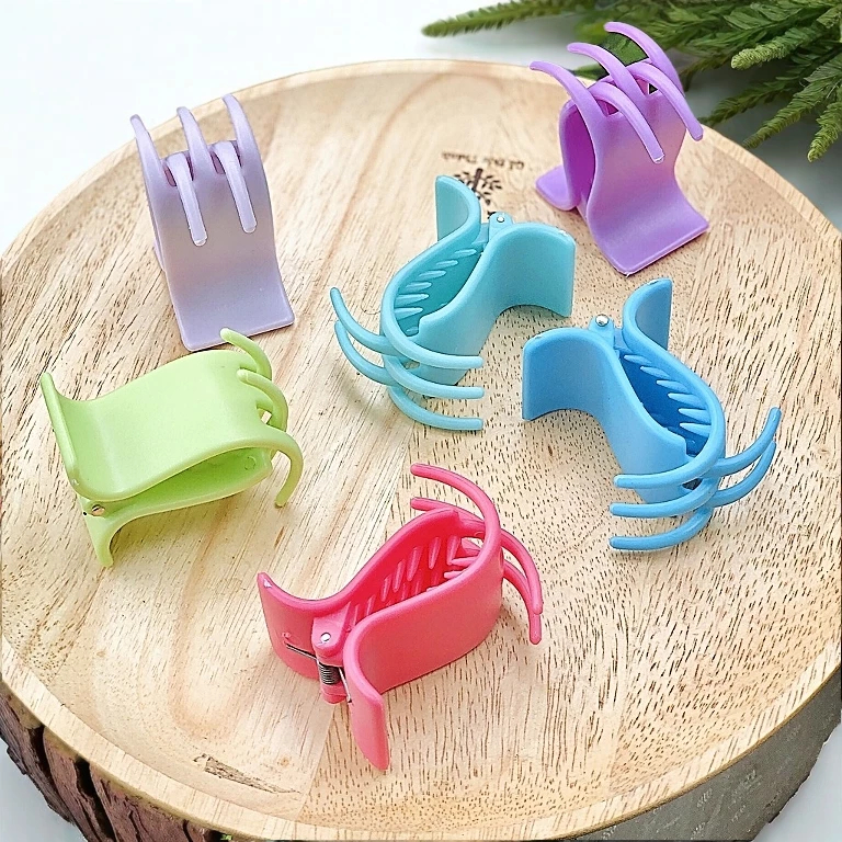 Kẹp Tóc Càng Cua 3 Răng, 5 Răng Nhựa Nhám, Bóng Nhiều Màu Xinh Xắn Phụ Kiện Tóc Nữ Empoli