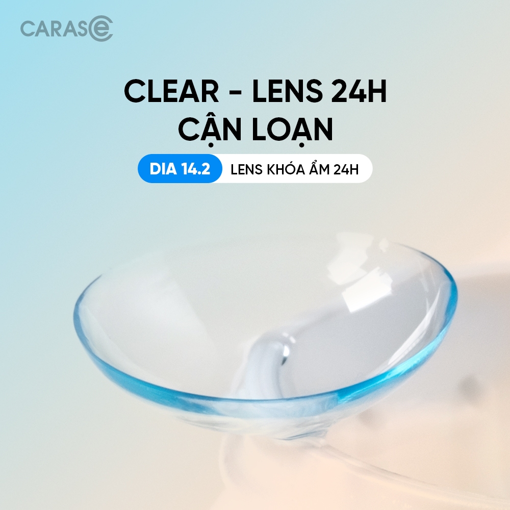 [1 chiếc] Kính áp tròng khoá ẩm 24H 1 Tháng Màu Trong Suốt CARASE, Lens Cận Loạn Clear