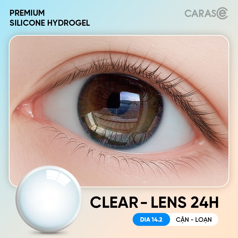 [1 chiếc] Kính áp tròng khoá ẩm 24H 1 Tháng Màu Trong Suốt CARASE, Lens Cận Loạn Clear