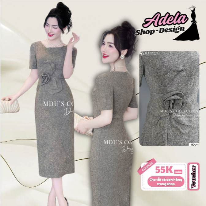 Váy Thiết Kế ADELA DESIGN Họa Tiết Đơn Giản, Ôm Nhẹ Body Tôn Dáng Cuốn Hút MDU4481
