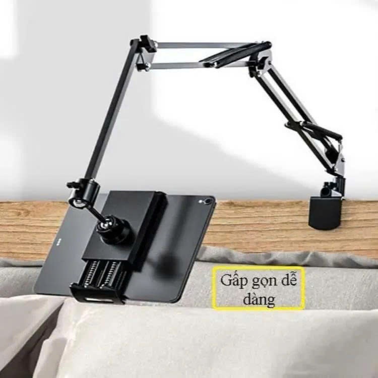 Giá đỡ điện thoại, ipad hợp kim nhôm kẹp bàn, đầu giường mẫu xoay 360 độ quay video,xem phim chụp ảnh chống rung,xếp gọn
