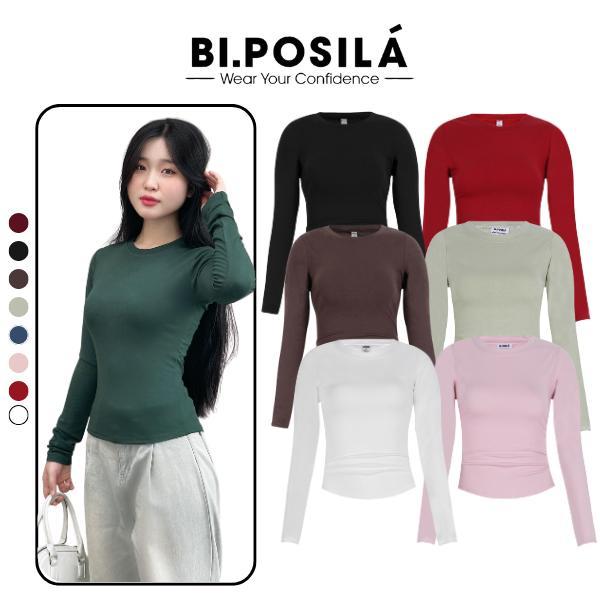 [A06] ÁO THUN NỮ BODY CỔ TRÒN DÀI TAY VẢI COTTON BORIP MỀM MỊN MÁT MẺ FORM ĐẸP BI.POSILÁ