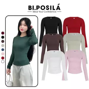 ÁO THUN NỮ BODY CỔ TRÒN DÀI TAY VẢI COTTON BORIP MỀM MỊN MÁT MẺ FORM ĐẸP BI.POSILÁ