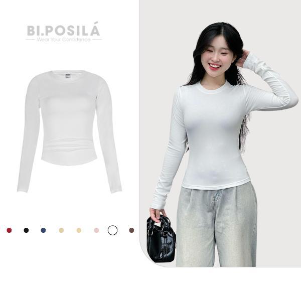 [A06] ÁO THUN NỮ BODY CỔ TRÒN DÀI TAY VẢI COTTON BORIP MỀM MỊN MÁT MẺ FORM ĐẸP BI.POSILÁ