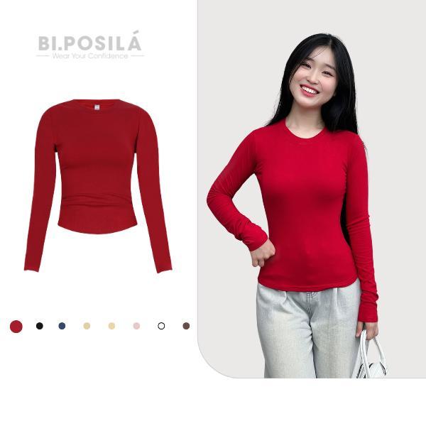 [A06] ÁO THUN NỮ BODY CỔ TRÒN DÀI TAY VẢI COTTON BORIP MỀM MỊN MÁT MẺ FORM ĐẸP BI.POSILÁ