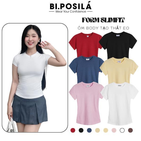 [A05] ÁO THUN NỮ BODY BASIC SLIM FIT CỔ TRÒN TAY NGẮN CHẤT VẢI COTTON BORIP MỀM MỊN MÁT MẺ BI.POSILÁ áo kiểu nữ