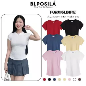 ÁO THUN NỮ BODY BASIC SLIM FIT CỔ TRÒN TAY NGẮN CHẤT VẢI COTTON BORIP MỀM MỊN MÁT MẺ BI.POSILÁ áo kiểu nữ