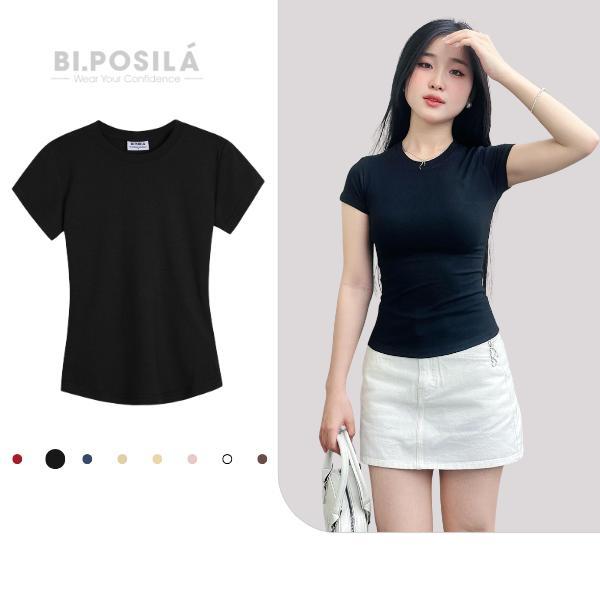 [A05] ÁO THUN NỮ BODY BASIC SLIM FIT CỔ TRÒN TAY NGẮN CHẤT VẢI COTTON BORIP MỀM MỊN MÁT MẺ BI.POSILÁ áo kiểu nữ