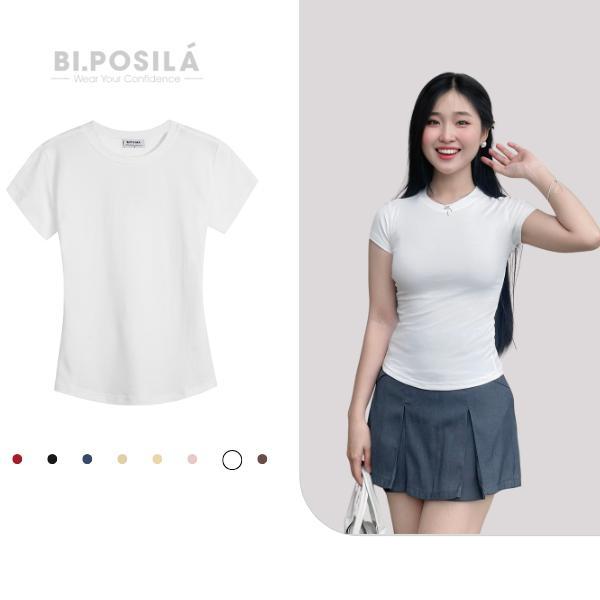 [A05] ÁO THUN NỮ BODY BASIC SLIM FIT CỔ TRÒN TAY NGẮN CHẤT VẢI COTTON BORIP MỀM MỊN MÁT MẺ BI.POSILÁ áo kiểu nữ
