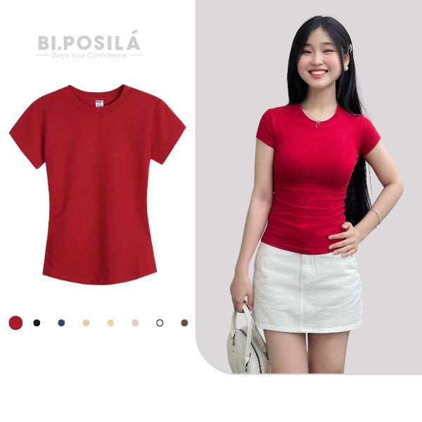 [A05] ÁO THUN NỮ BODY BASIC SLIM FIT CỔ TRÒN TAY NGẮN CHẤT VẢI COTTON BORIP MỀM MỊN MÁT MẺ BI.POSILÁ áo kiểu nữ