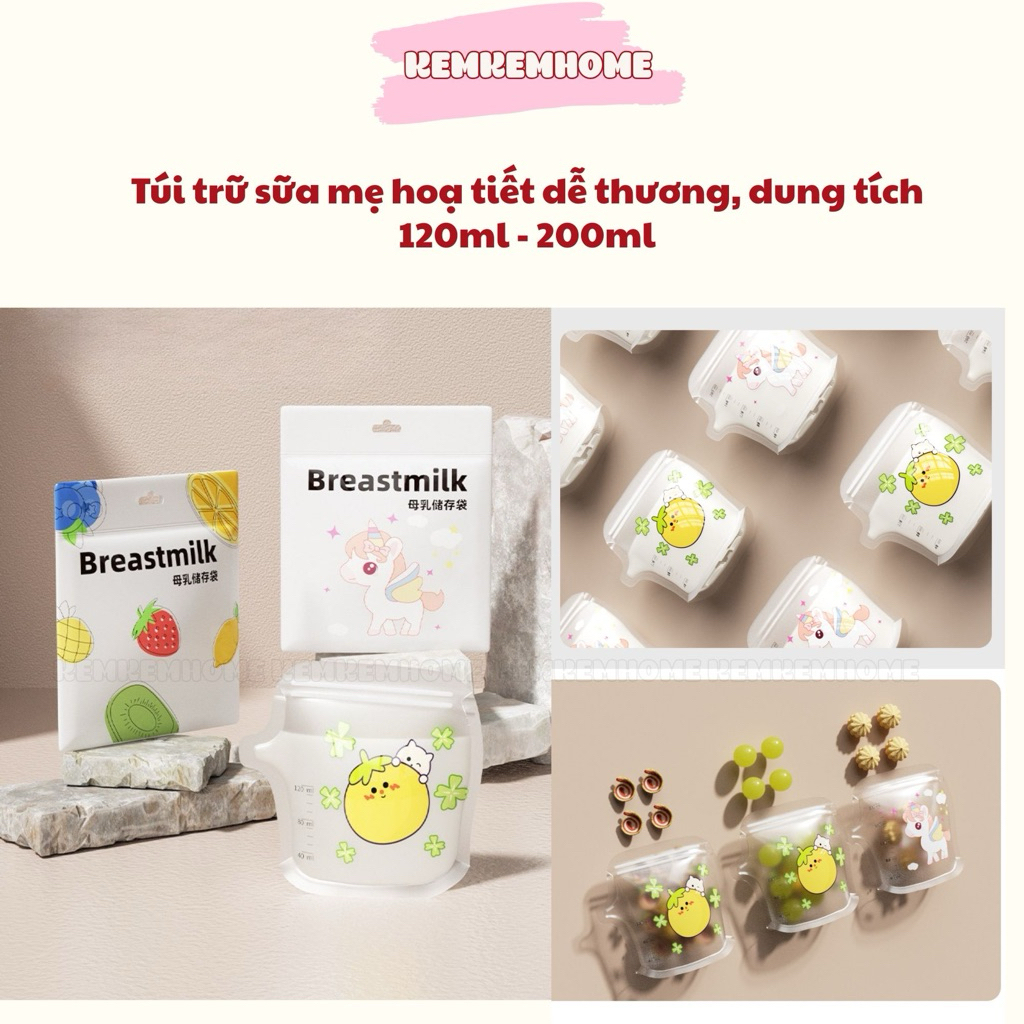 Túi trữ sữa có vòi rót, dung tích 120ml / 200ml, 1 set 30 túi