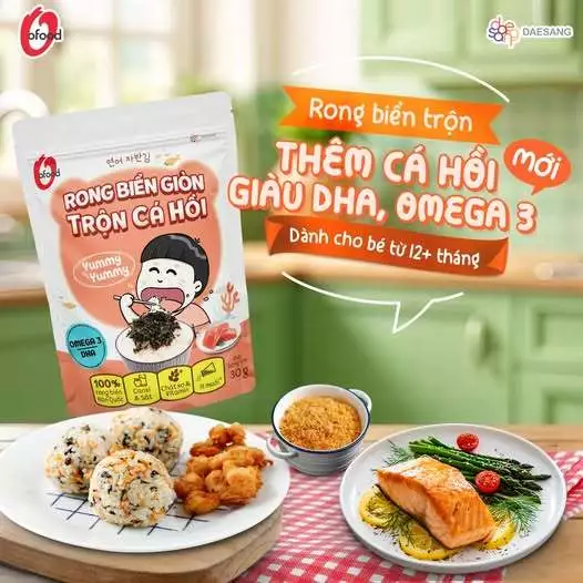 [O'Food] Rong biển giòn trộn khô gà, hải sản, hạt óc chó hạnh nhân, cá hồi, rau&hạt O'Food