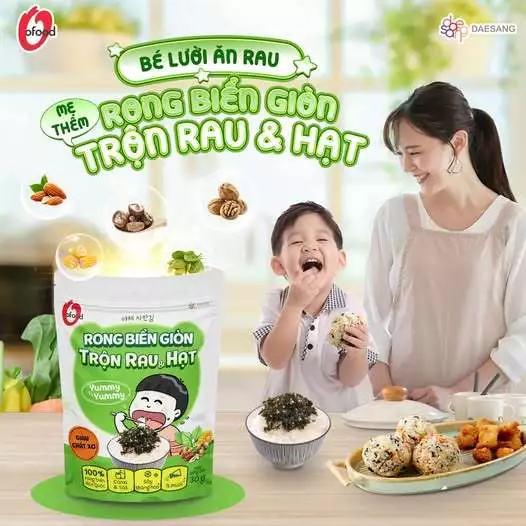 [O'Food] Rong biển giòn trộn khô gà, hải sản, hạt óc chó hạnh nhân, cá hồi, rau&hạt O'Food