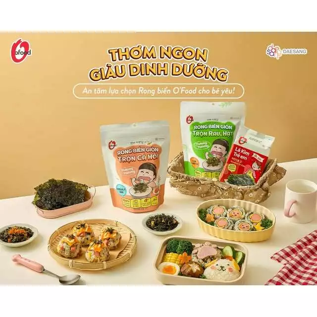 [O'Food] Rong biển giòn trộn khô gà, hải sản, hạt óc chó hạnh nhân, cá hồi, rau&hạt O'Food