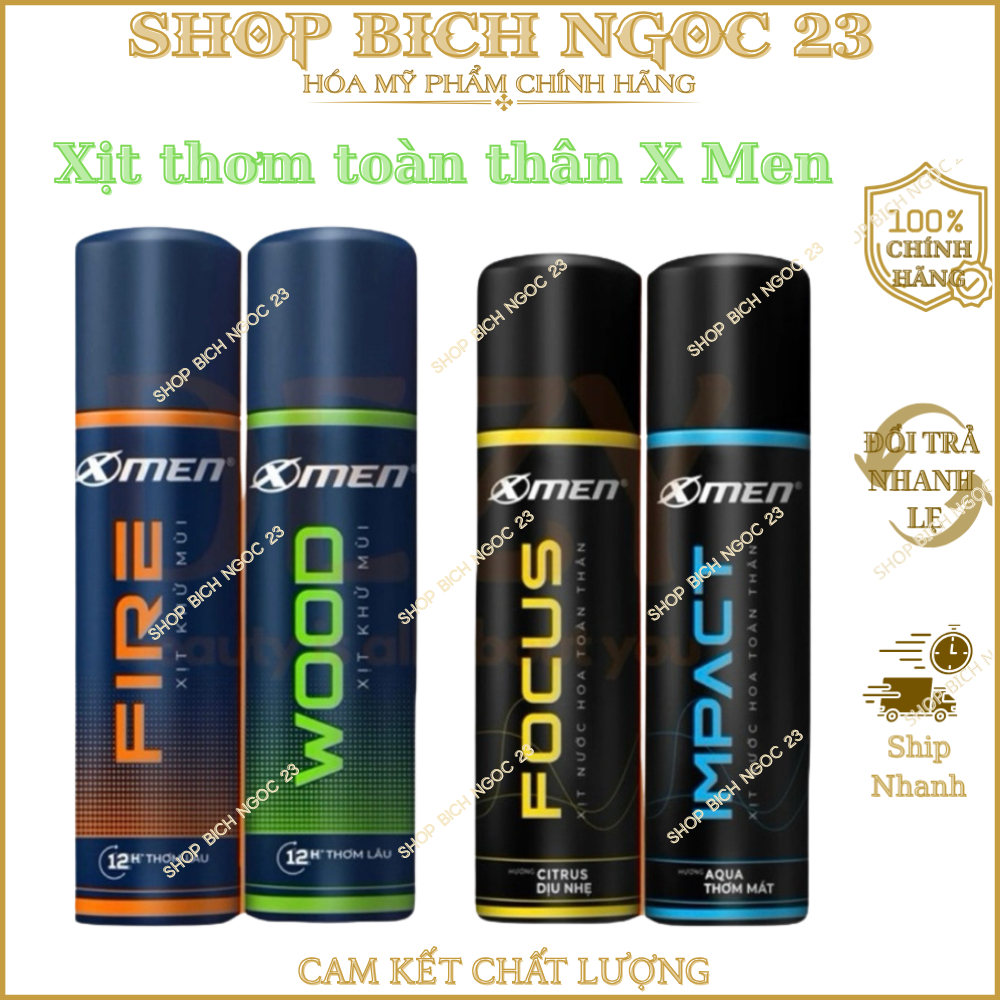 Xịt thơm toàn thân X Men FIRE/WOOD cho nam lưu hương lâu 100ml,140ml