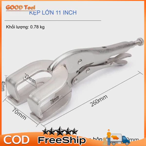 Kìm kẹp hỗ trợ hàn xì đa năng 11"/260mm, Thép Carbon mạ niken, Kềm chết mỏ quặp chữ U