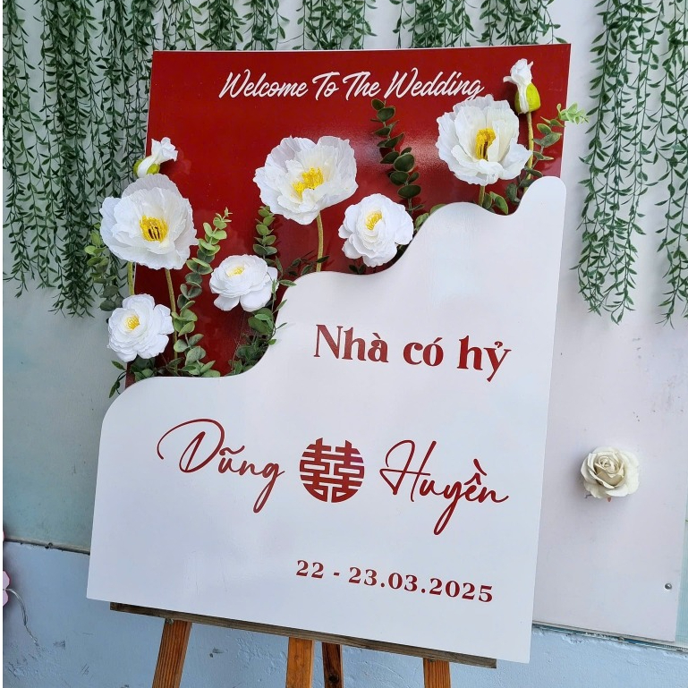 Bảng Welcome Dạm Ngõ In Tên Theo Yêu Cầu Decor Lễ Ăn Hỏi Cao Cấp