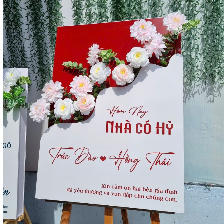 Bảng Welcome Dạm Ngõ In Tên Theo Yêu Cầu Decor Lễ Ăn Hỏi Cao Cấp