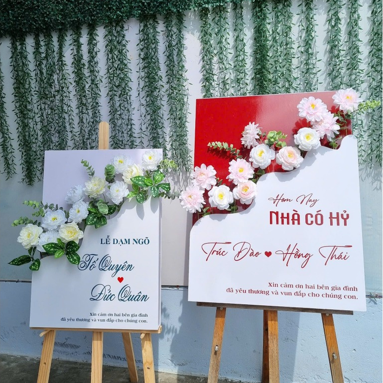 Bảng Welcome Dạm Ngõ In Tên Theo Yêu Cầu Decor Lễ Ăn Hỏi Cao Cấp