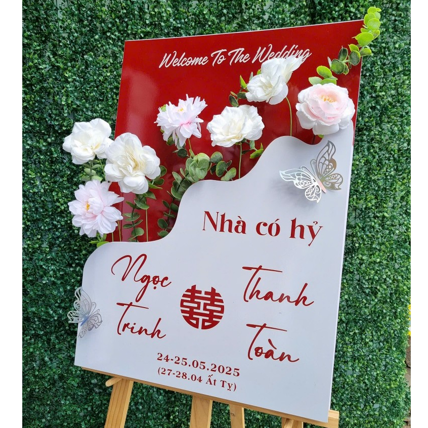 Bảng Welcome Dạm Ngõ In Tên Theo Yêu Cầu Decor Lễ Ăn Hỏi Cao Cấp