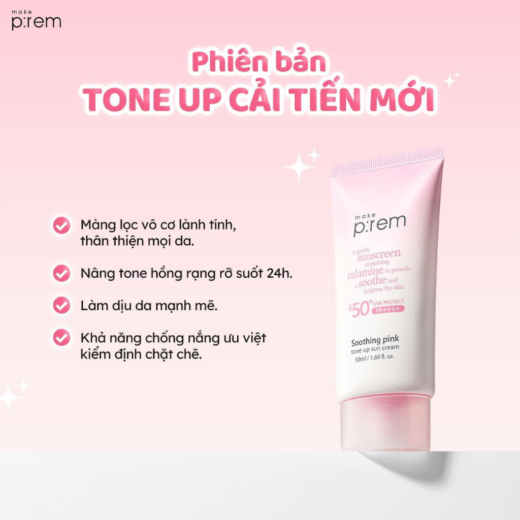Kem Chống Nắng Nâng Tone Make P:rem UV defense me Make Prem 40ml/50ml