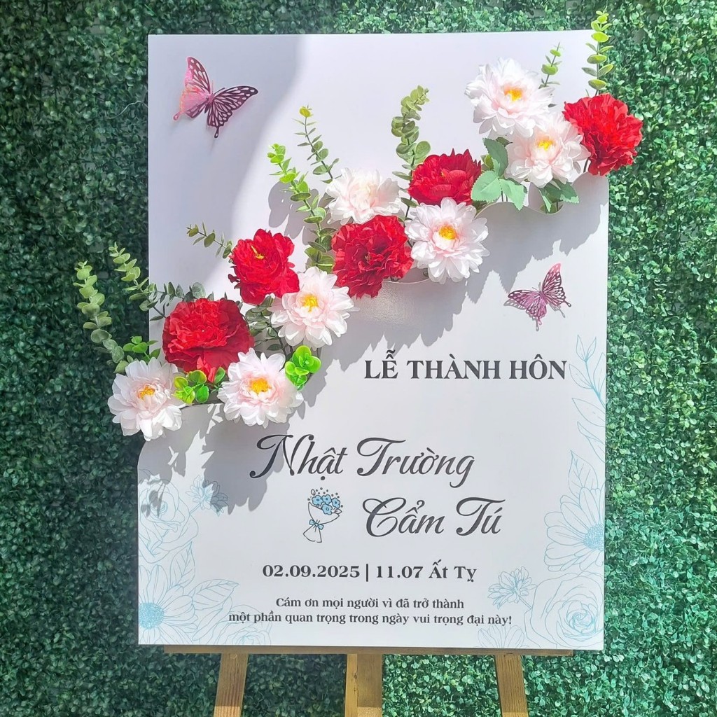 Bảng Welcome Dạm Ngõ In Tên Theo Yêu Cầu Decor Lễ Ăn Hỏi Cao Cấp