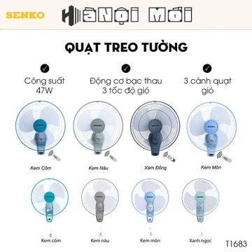 Quạt Treo Tường SENKO T1628, T1683 Có Remote - Quạt Điện T1680, T1682 1 Dây KHÔNG Remote (Giao Màu Ngẫu Nhiên)