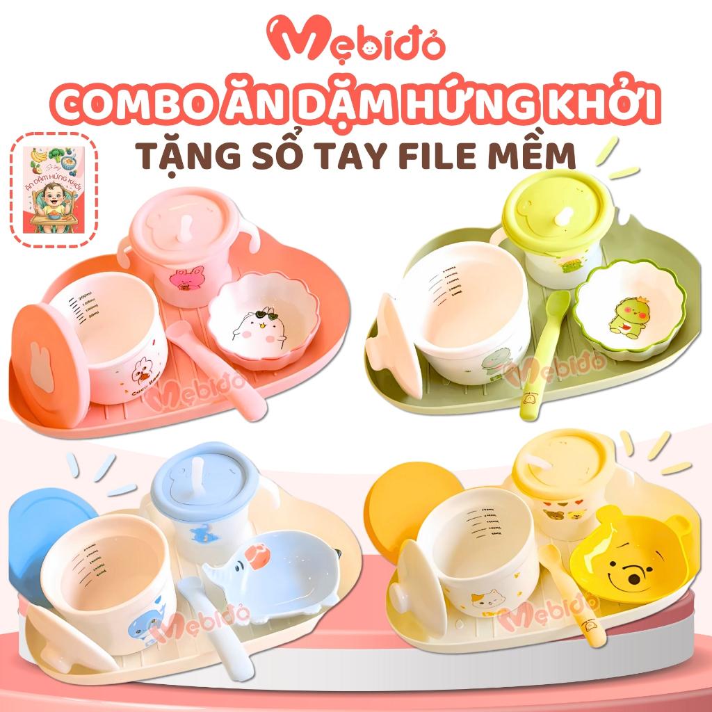 Combo Chén Sứ Ăn Dặm Kiểu Nhật Set Ăn Dặm Hứng Khởi Cho Bé  Hũ Thủy Tinh Cốc Tập Hút Shop Mẹ Bí Đỏ