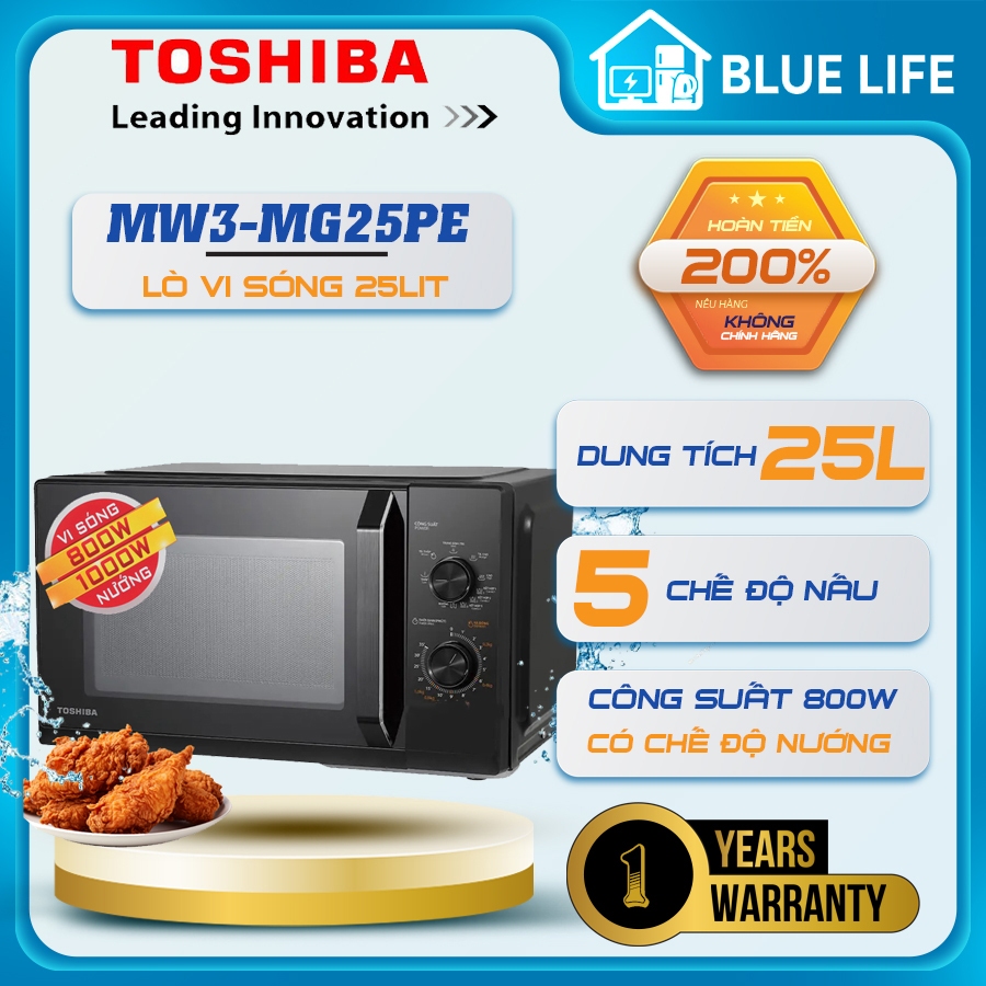 Lò Vi Sóng 25Lit TOSHIBA MW3-MG25PE(BK), 9 Chế Độ Nấu -Công Suất 800W ...