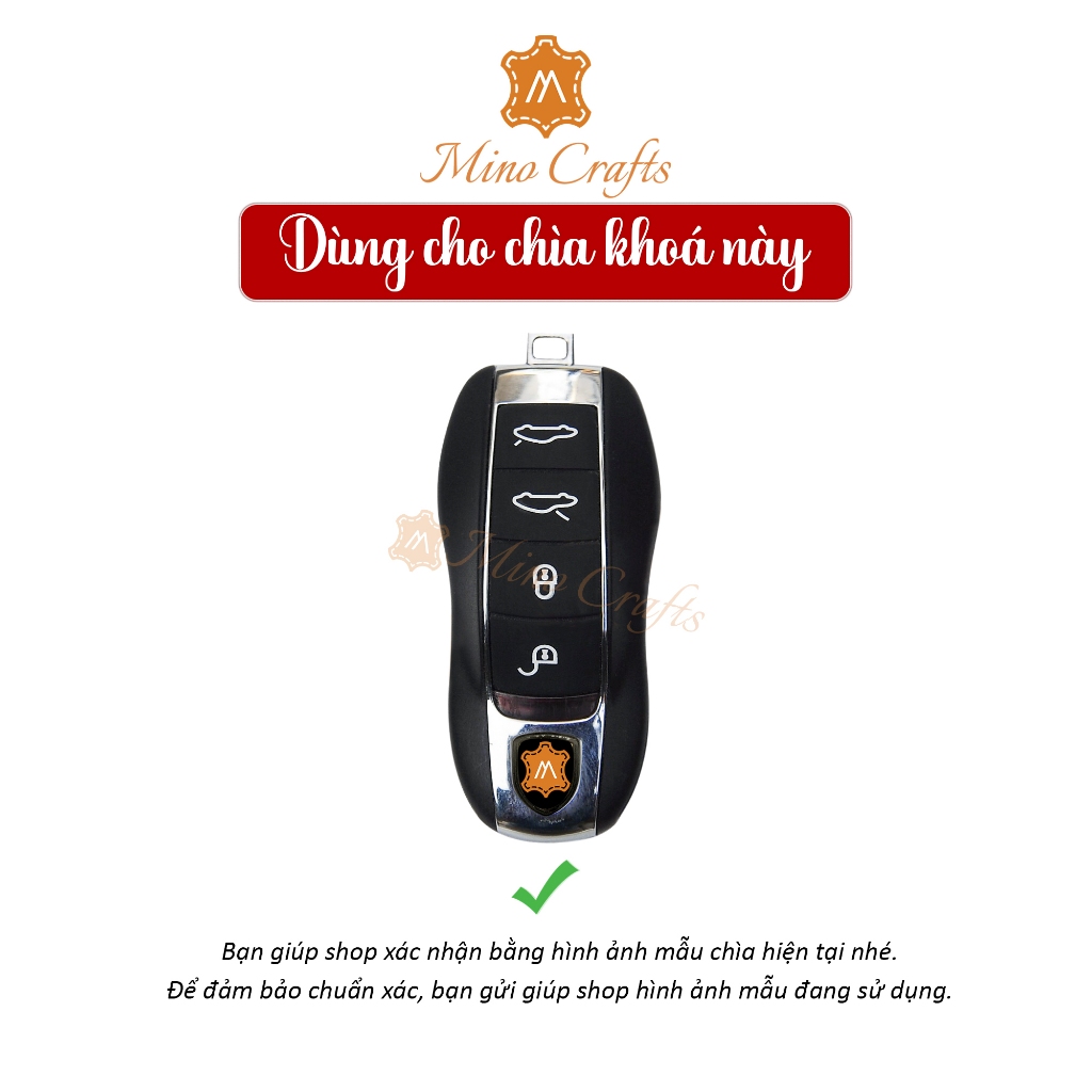 Bao da chìa khóa Porsche Macan, Panamera, Cayenne, Chế tác thủ công, Da bò thật nhập khẩu, Khắc tên
