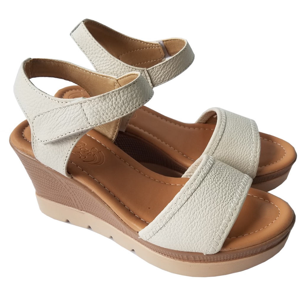 Giày sandal xuồng nữ da bò BIGGBEN cao 7 phân HKD073