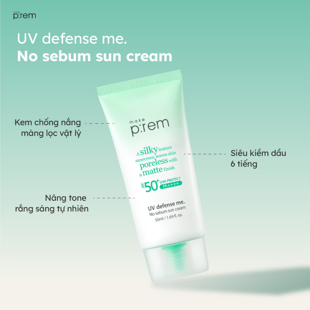 Kem Chống Nắng Nâng Tone Make P:rem UV defense me Make Prem 40ml/50ml