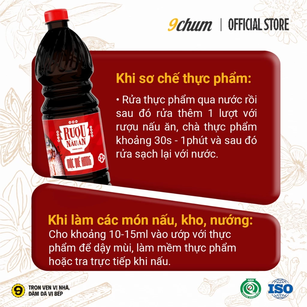 Rượu nấu ăn Mộc Quế Hương 9chum - Khử tanh, khử nhớt, khử hôi thực phẩm sống, gia vị nấu cho món ăn