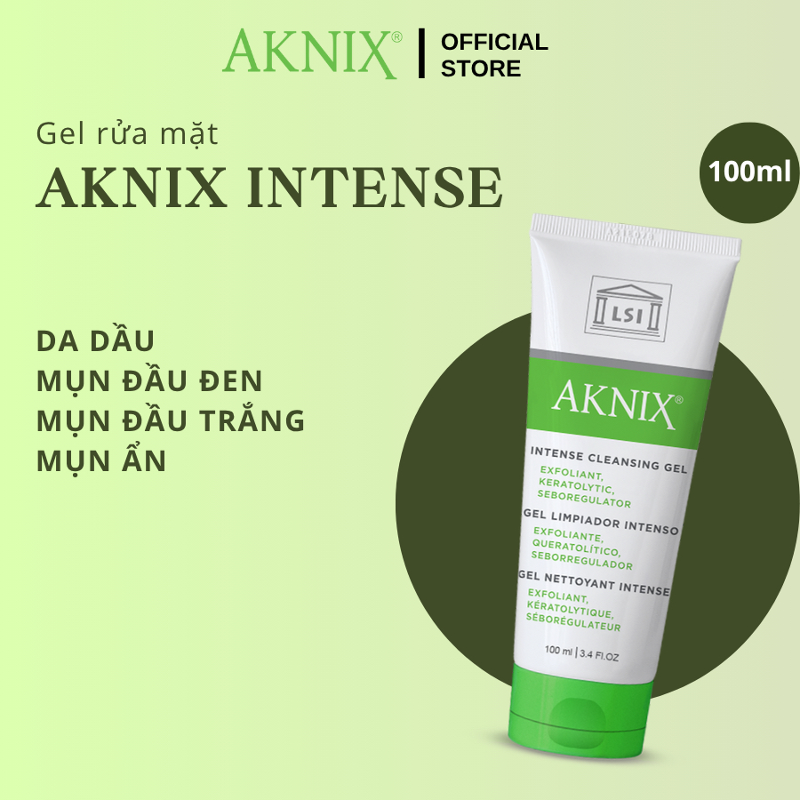 Sữa Rửa Mặt AKNIX (Da Dầu, Mụn Không Viêm) Sạch Sâu  INTENSE CLEANSING GEL