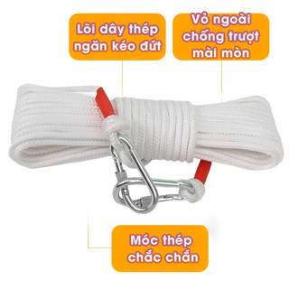 Dây Thừng Lõi Thép 8MM Chịu Lực Cao Thoát Hiểm | Dây Cứu Hộ Leo Núi Dây An Toàn Buộc Hàng 20 30 50M