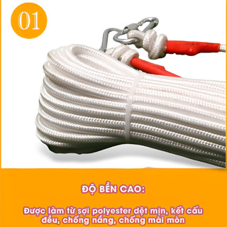 Dây Thừng Lõi Thép 8MM Chịu Lực Cao Thoát Hiểm | Dây Cứu Hộ Leo Núi Dây An Toàn Buộc Hàng 20 30 50M